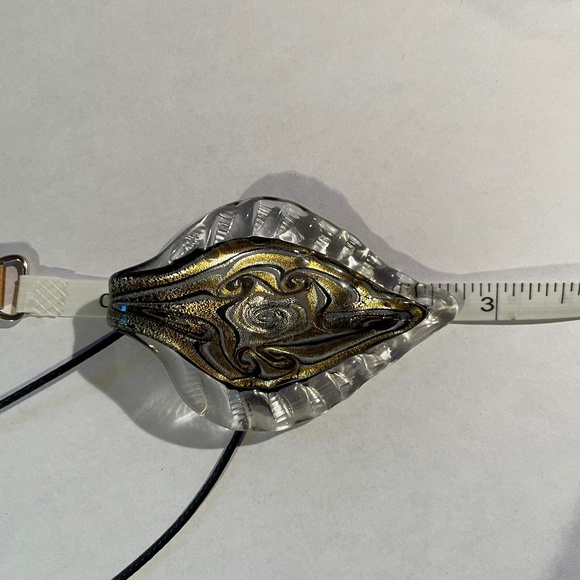 Blown Glass Pendant / Necklace - Gold Colour - Picture 3 of 5